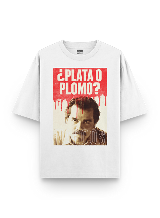 NARCOS T-SHIRT PLATA O PLOMO