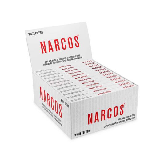 Papiers à rouler Narcos Édition Blanche King Size Slim + Embouts (24 pièces/display)